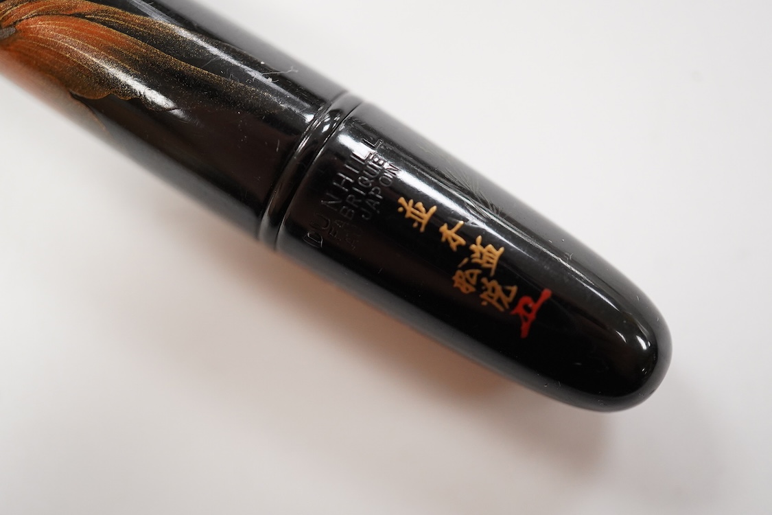 Rare Dunhill Namiki Lacquer concealed cigarette holder with goldfish design and artist's signature, made in Japan circa 1930s